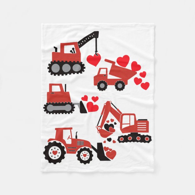 Valentines Day Boys Kids Toddler Construction Truc Fleecefilt (Framsidan)