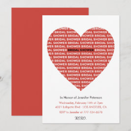 Valentines day bröllopsdusch inbjudan Röd Svart