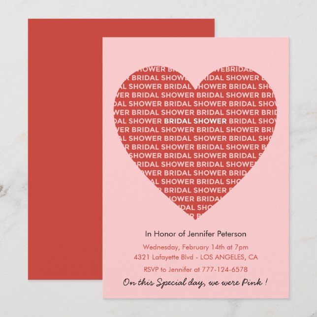 Valentines day bröllopsfest inbjudan sweetheart (Fram/baksida)