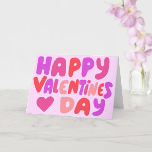 Valentines day Bubble Brev Rosa Curvy Retro Kort