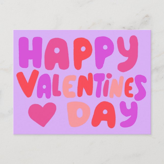 Valentines day Bubble Brev Rosa Curvy Retro Vykort (Framsida)