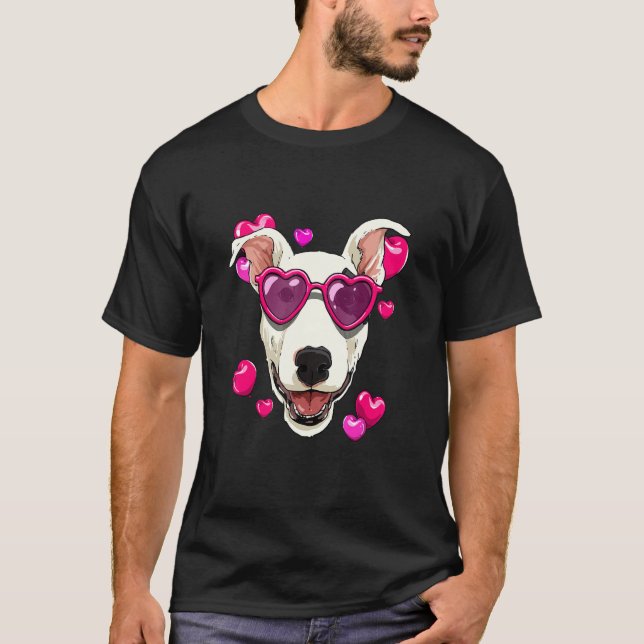 Valentines Day Bull Terrier Heart Couples Love Day T Shirt (Framsida)
