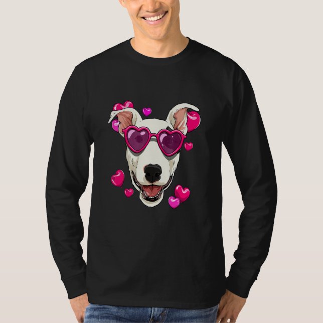 Valentines Day Bull Terrier Heart Couples Love Day T Shirt (Framsida)