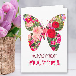 Valentine's Day Butterfly - Love Floral Flowers Kort