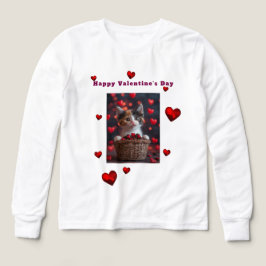 Valentine's Day Calico Kitten Red Hearts Candy T Shirt