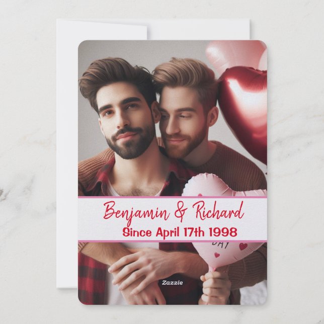 Valentines day | Candy Hearts Gay Couple Roligt Ph Julkort (Baksida)