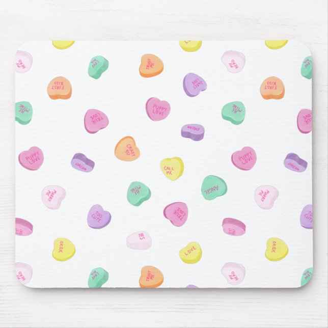 Valentines day Candy Hearts Mönster Musmatta (Framsidan)