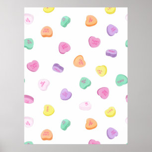 Valentines day Candy Hearts Mönster Poster