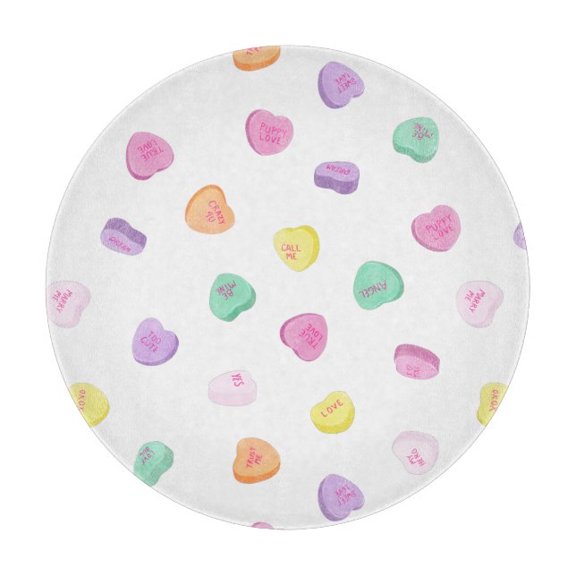Valentines day Candy Hearts Mönster Round Pillow (Framsidan)