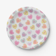 Valentines day Candy Hearts Papper Plate