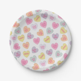Valentines day Candy Hearts Papper Plate