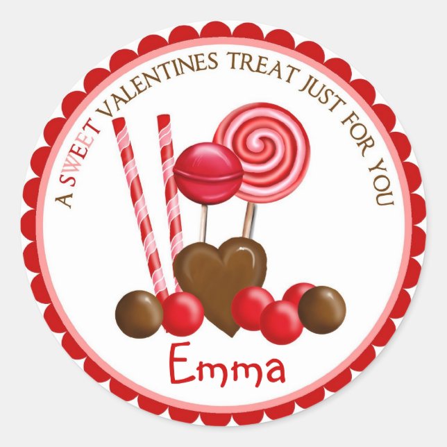 Valentines day Candy Stickers Runt Klistermärke (Framsida)