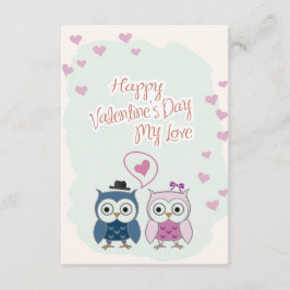 Valentine's Day Card Cute Owns Couple Inbjudningar
