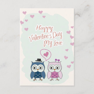 Valentine's Day Card Cute Owns Couple Inbjudningar