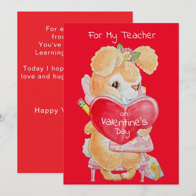 Valentine's Day Card for a Good Teacher Julkort (Fram/baksida)