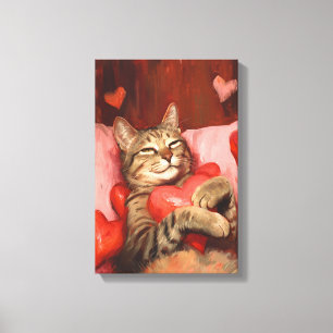 Valentines day Cat Canvastryck