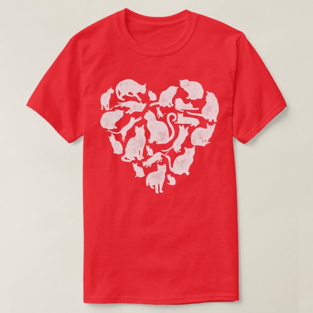 Valentines day Cat Heart Funny Kattunge Kitten (1) T Shirt (Design framsida)