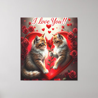 Valentine's Day Cat Love American cat Canvastryck