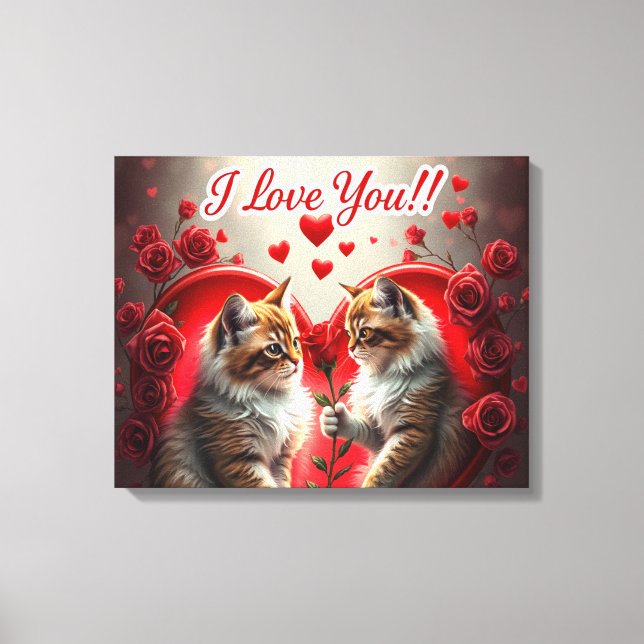 Valentine's Day Cat Love American cat Canvastryck (Framsida)