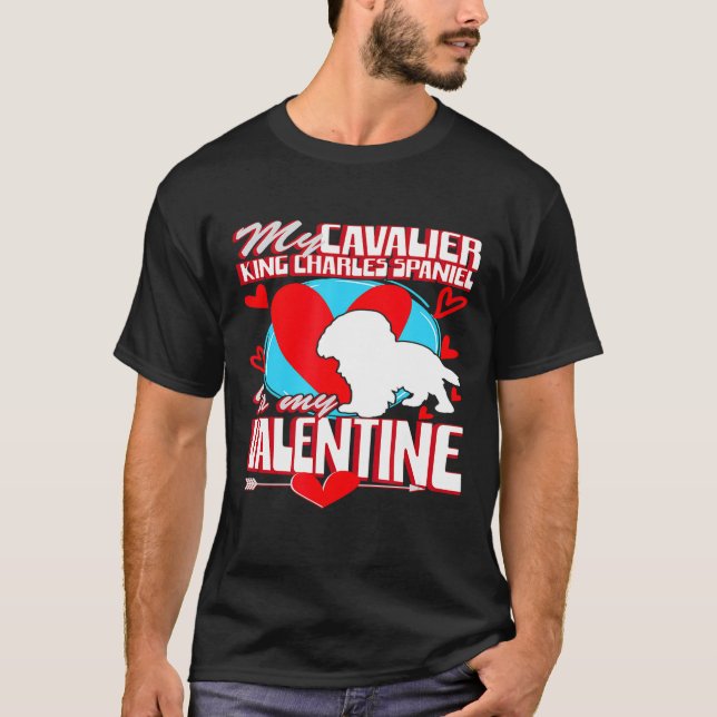 Valentines day Cavalier Kung Charles Spain Hund T Shirt (Framsida)
