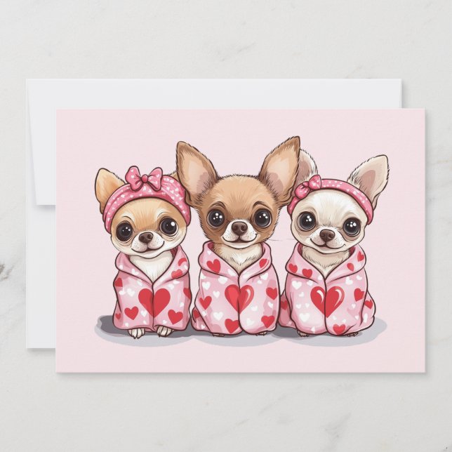 Valentines day Chihuahua Hundar Julkort (Framsida)