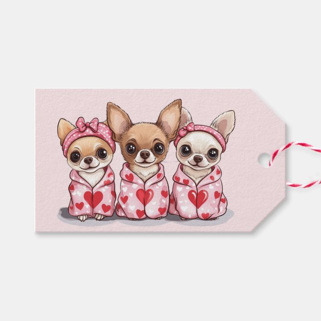 Valentines day Chihuahua Hundar Presentetikett (Framsidan (Horizontal))