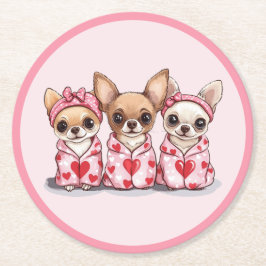 Valentines day Chihuahua Hundar Underlägg Papper Rund