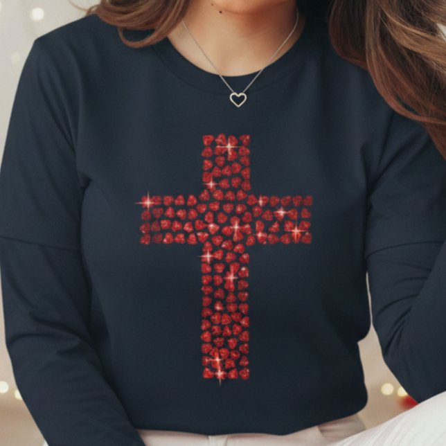 Valentine's Day Christian Cross Hearts Faith  T Shirt (Valentine's Day Christian Cross Hearts Faith T-Shirt Jesus Gift)