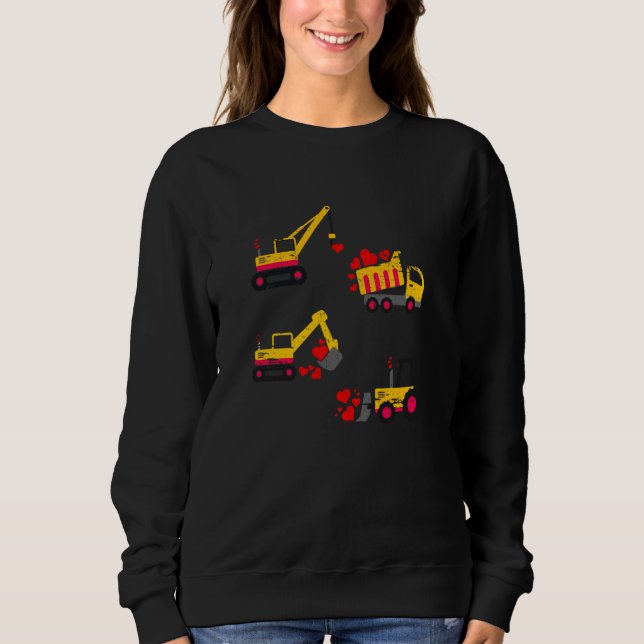 Valentines Day Construction Trucks Boys Kids Toddl T Shirt (Framsida)