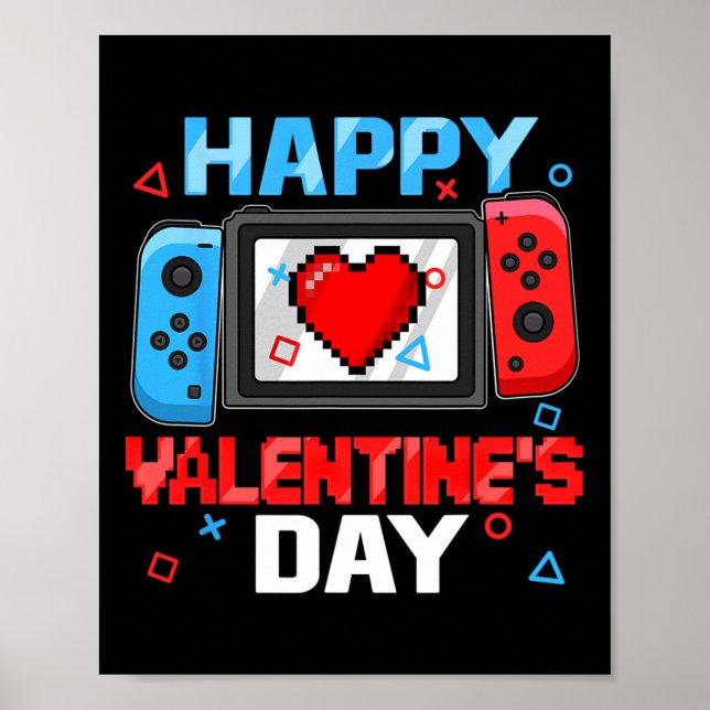Valentines day Controller Video Game Heart Boy Tod Poster (Framsidan)