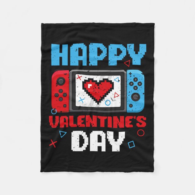 Valentines day Controller Video Game Heart Boys Pa Fleecefilt (Framsidan)