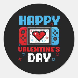Valentines day Controller Video Game Heart Boys Pa Runt Klistermärke