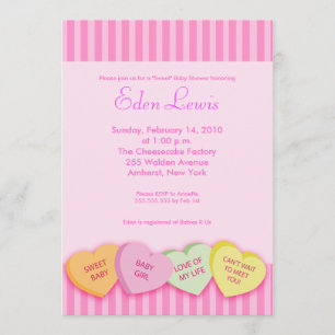 Valentines day Conversation Heart Baby Shower Inbjudningar