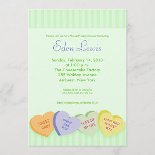 Valentines day Conversation Heart Baby Shower Inbjudningar