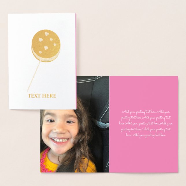 Valentines day Cookie Cake Pop Hearts Guld Folierat Kort (Display)