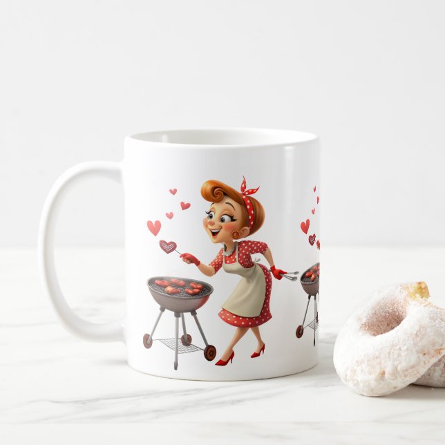 Valentine's Day Cooking Red Hearts Mugs Kaffemugg (Med munk)