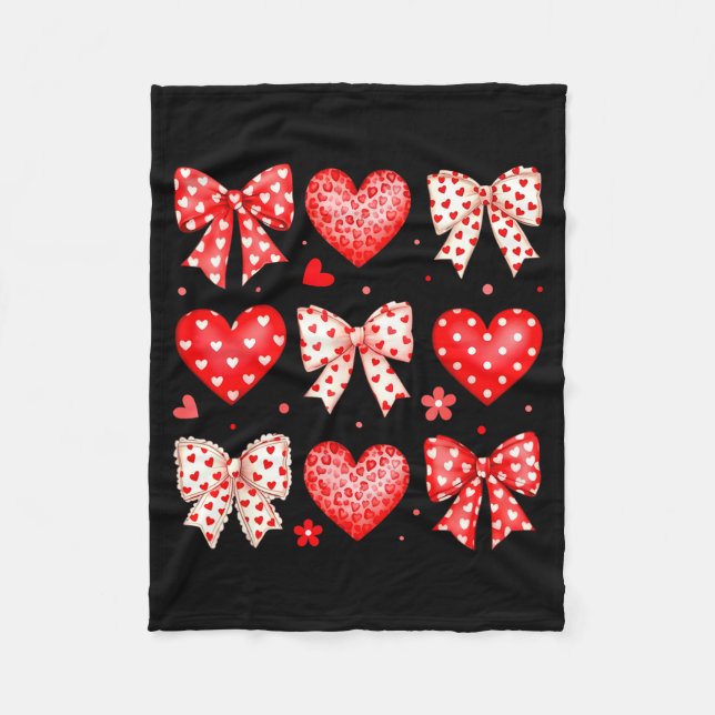Valentines Day Coquette Bow Hearts Leopard Women G Fleecefilt (Framsidan)