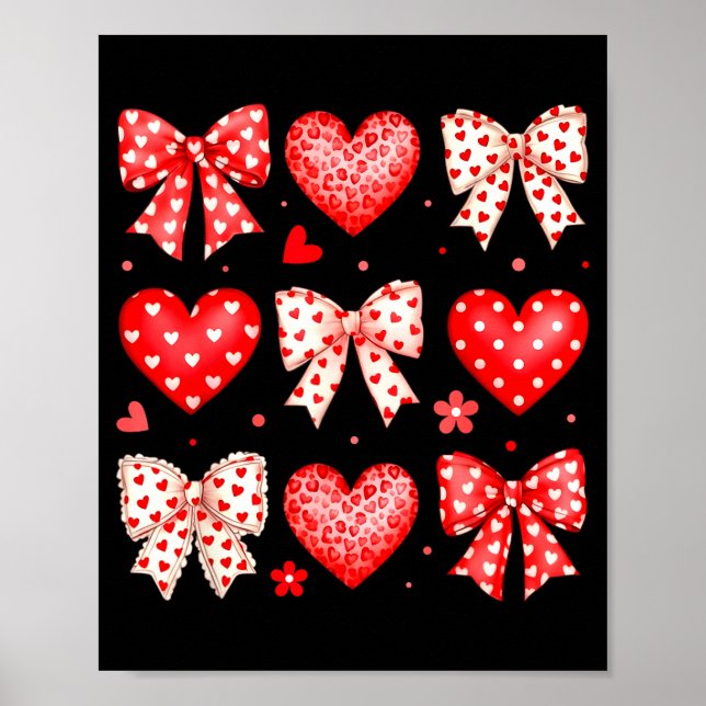 Valentines Day Coquette Bow Hearts Leopard Women G Poster (Framsidan)