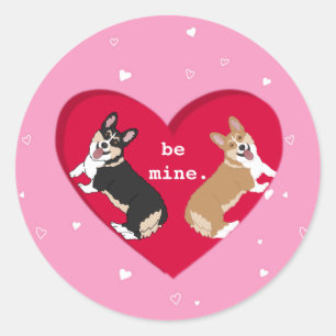 Valentines day Corgi XOXO ska vara min Runt Klistermärke