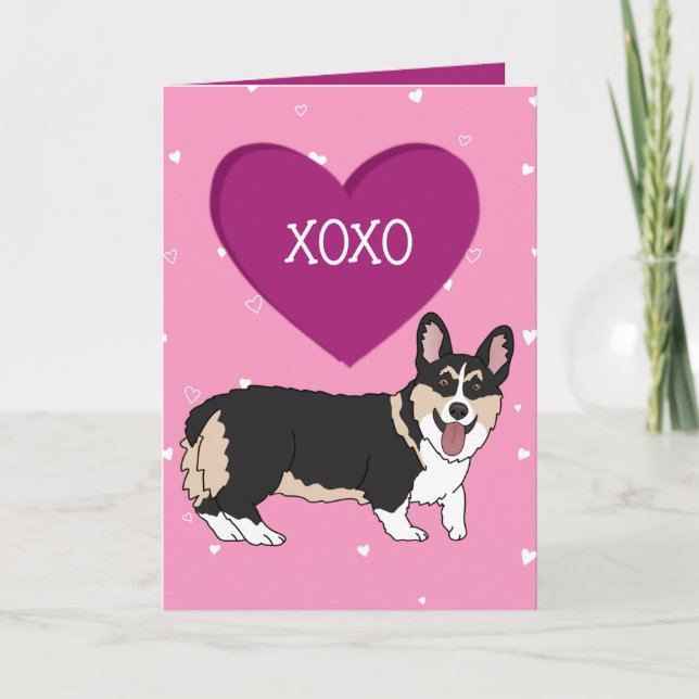 Valentines day Corgi XOXO Tack Kort (Framsida)