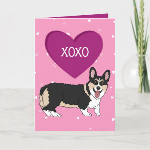 Valentines day Corgi XOXO Tack Kort