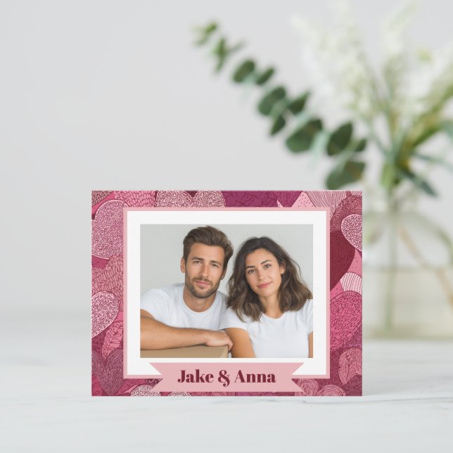 Valentine's Day Couple Card | Custom Photo Vykort (Stående Fram)