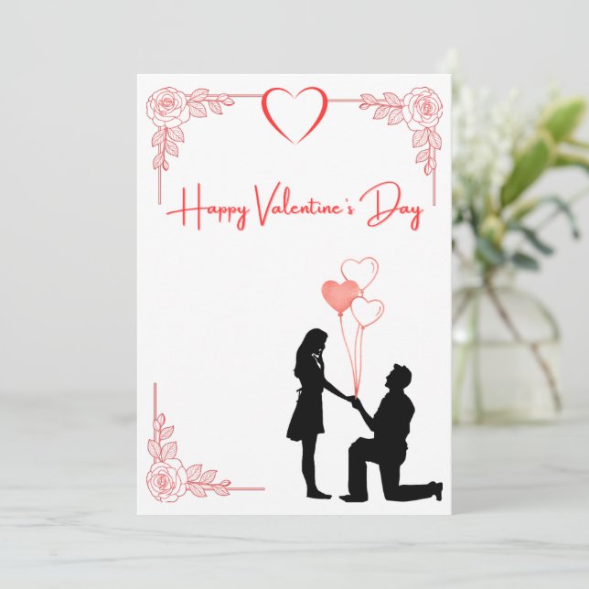 Valentine's Day Couple Proposal Card Julkort (Stående Fram)