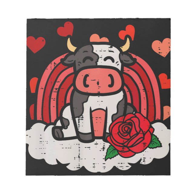 Valentines day Cow Rainbow Cute Farm Girls Kids Anteckningsblock (Framsida)