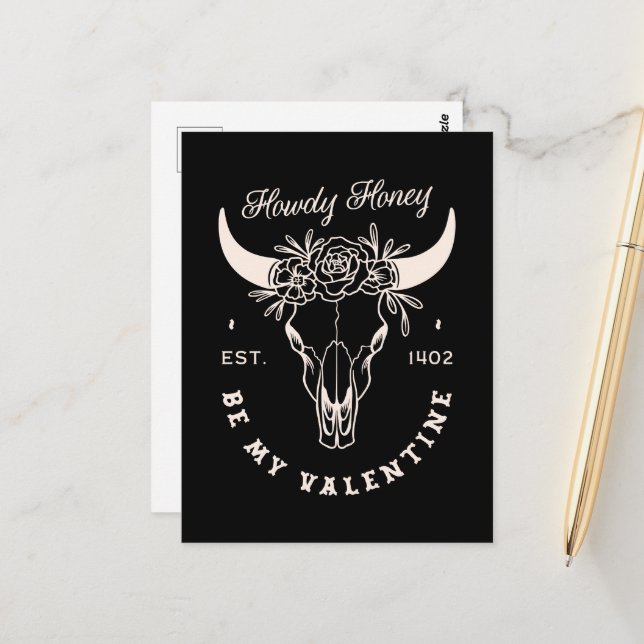 Valentines day cowboyen är min Valentine mörk west Vykort (Fram/Back In Situ)