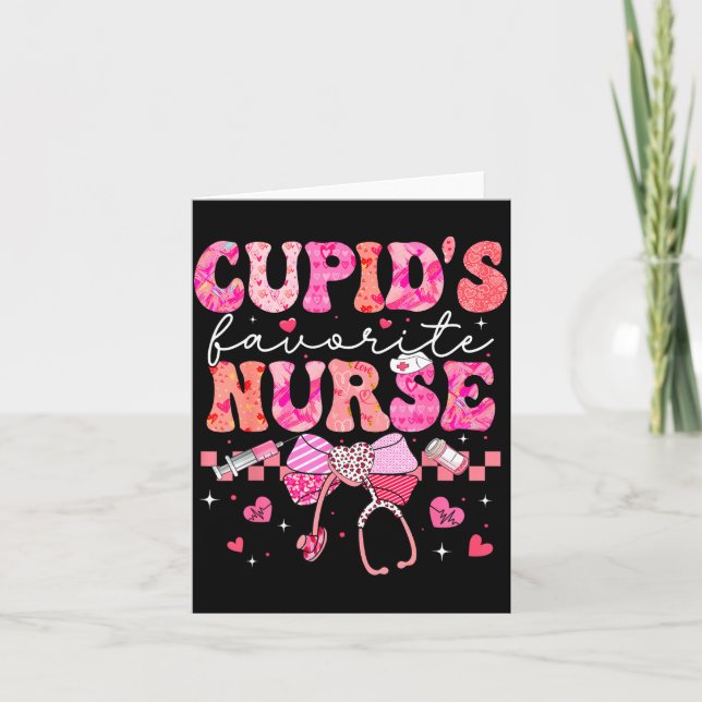 Valentines Day Cud’s Favorite Nurse Heart Girl Wom Kort (Framsida)