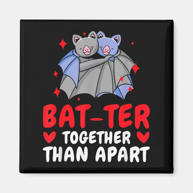 Valentine's Day Cuddling Cute Bats Couple Bat Vale Magnet (Framsidan)