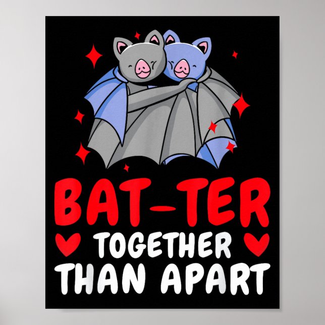 Valentine's Day Cuddling Cute Bats Couple Bat Vale Poster (Framsidan)