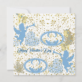 Valentines day Cupid Blue Guld Sheen Romantic Cute