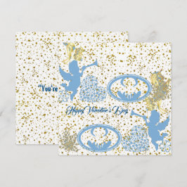 Valentines day Cupid Blue Guld Sheen Romantic Cute